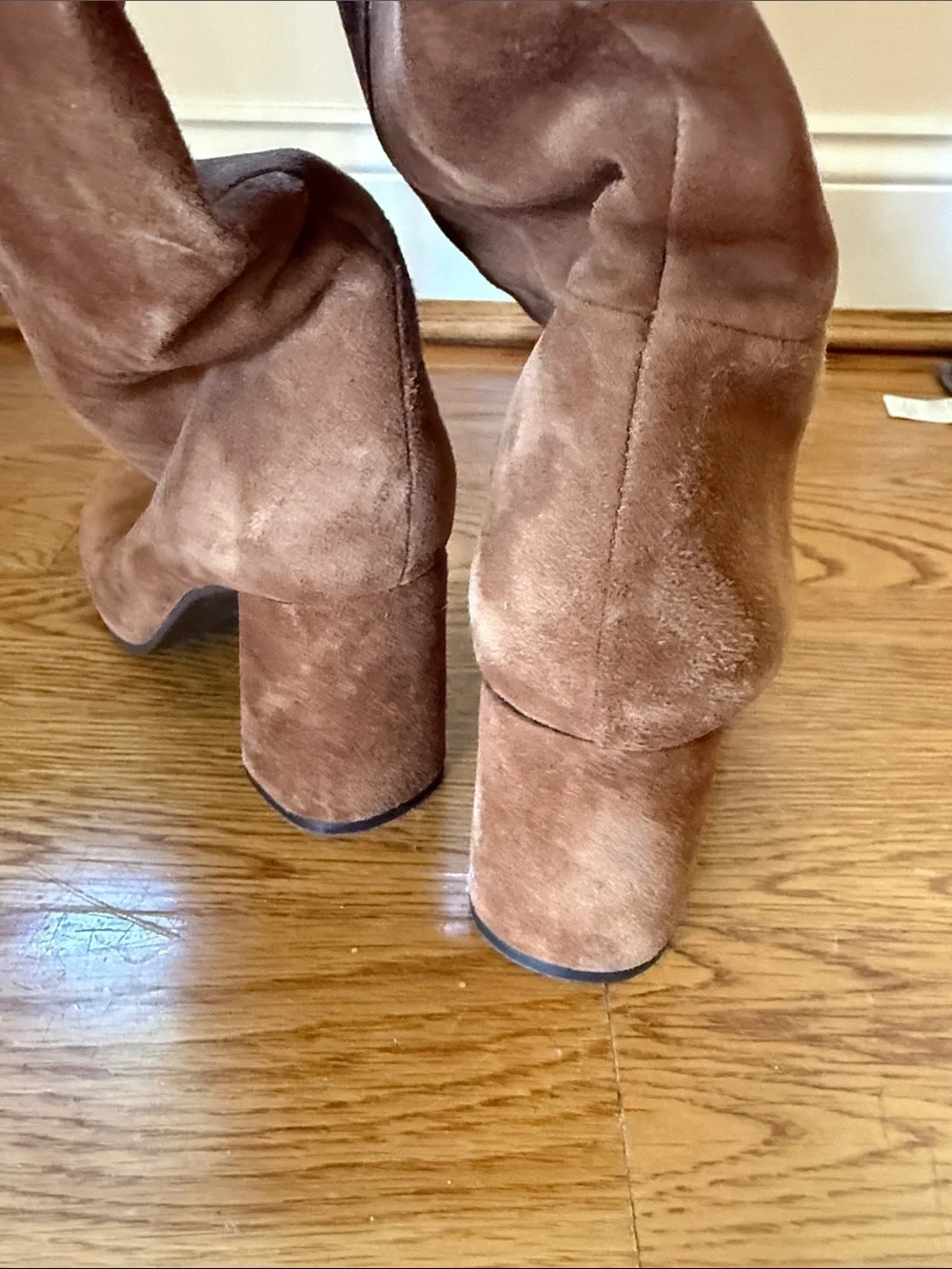 Alice + Olivia Chestnut Suede Over-the-Knee Block Heel Boots
